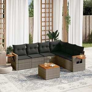 Maison exclusive - salon de jardin avec coussins 7 pcs gris résine tressée