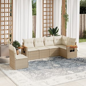 Maison exclusive - salon de jardin avec coussins 6 pcs beige résine tressée