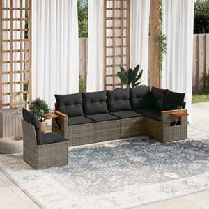 Maison exclusive - salon de jardin 6 pcs avec coussins gris résine tressée