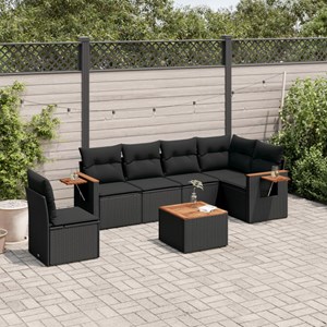 Maison exclusive - salon de jardin 7 pcs avec coussins noir résine tressée