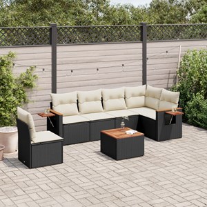 Maison exclusive - salon de jardin 7 pcs avec coussins noir résine tressée