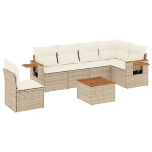 Maison exclusive - salon de jardin avec coussins 7 pcs beige résine tressée