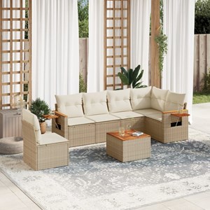 Maison exclusive - salon de jardin avec coussins 7 pcs beige résine tressée