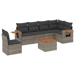 Maison exclusive - salon de jardin avec coussins 7 pcs gris résine tressée