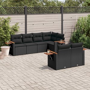 Maison exclusive - salon de jardin 7 pcs avec coussins noir résine tressée