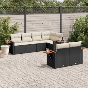 Maison exclusive - salon de jardin 7 pcs avec coussins noir résine tressée