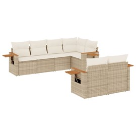Maison exclusive - salon de jardin avec coussins 7 pcs beige résine tressée