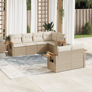 Maison exclusive - salon de jardin avec coussins 7 pcs beige résine tressée