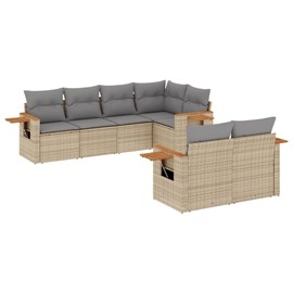 Maison exclusive - salon de jardin avec coussins 7 pcs beige résine tressée