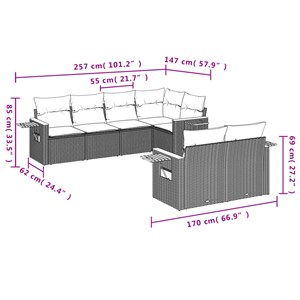 Maison exclusive - salon de jardin avec coussins 7 pcs gris résine tressée