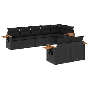 Maison exclusive - salon de jardin 8 pcs avec coussins noir résine tressée