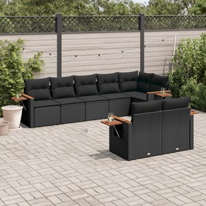 Maison exclusive - salon de jardin 8 pcs avec coussins noir résine tressée