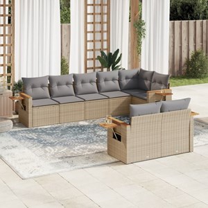 Maison exclusive - salon de jardin avec coussins 8 pcs beige résine tressée