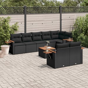 Maison exclusive - salon de jardin 9 pcs avec coussins noir résine tressée