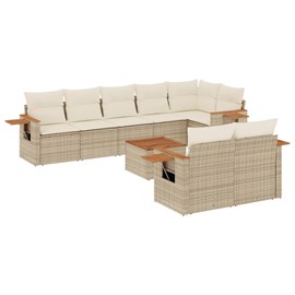 Maison exclusive - salon de jardin avec coussins 9 pcs beige résine tressée