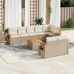 Maison exclusive - salon de jardin avec coussins 9 pcs beige résine tressée