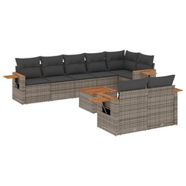 Maison exclusive - salon de jardin 9 pcs avec coussins gris résine tressée