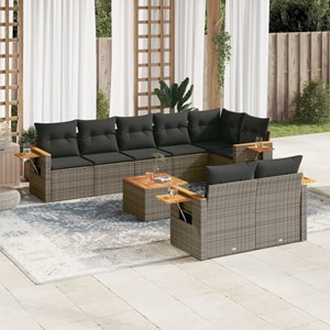Maison exclusive - salon de jardin 9 pcs avec coussins gris résine tressée