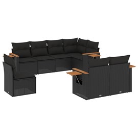 Maison exclusive - salon de jardin 8 pcs avec coussins noir résine tressée