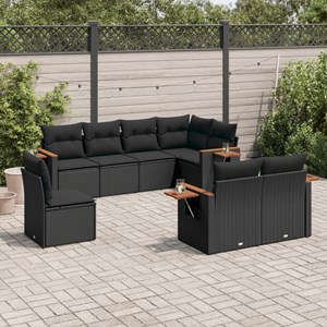 Maison exclusive - salon de jardin 8 pcs avec coussins noir résine tressée