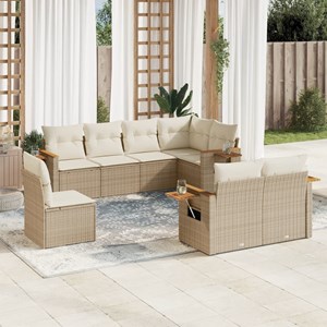 Maison exclusive - salon de jardin avec coussins 8 pcs beige résine tressée