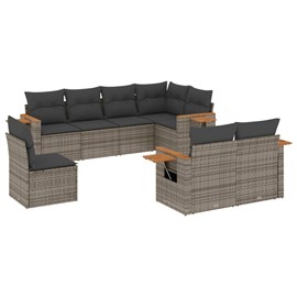 Maison exclusive - salon de jardin 8 pcs avec coussins gris résine tressée