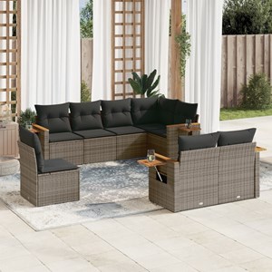 Maison exclusive - salon de jardin 8 pcs avec coussins gris résine tressée