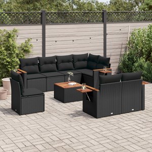 Maison exclusive - salon de jardin 9 pcs avec coussins noir résine tressée