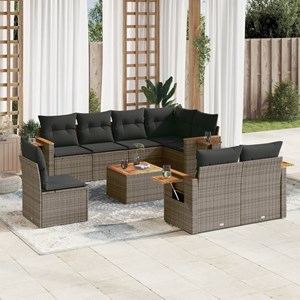 Maison exclusive - salon de jardin 9 pcs avec coussins gris résine tressée