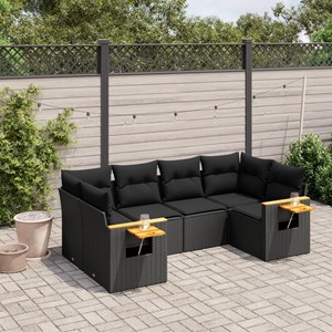 Maison exclusive - salon de jardin 6 pcs avec coussins noir résine tressée
