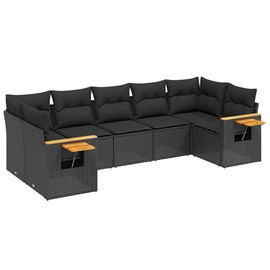 Maison exclusive - salon de jardin 7 pcs avec coussins noir résine tressée