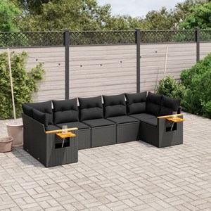 Maison exclusive - salon de jardin 7 pcs avec coussins noir résine tressée