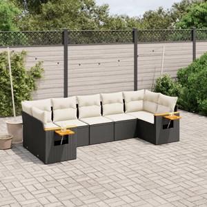 Maison exclusive - salon de jardin 7 pcs avec coussins noir résine tressée