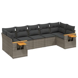 Maison exclusive - salon de jardin avec coussins 7 pcs gris résine tressée