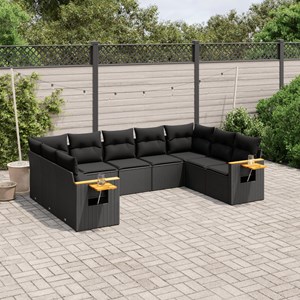 Maison exclusive - salon de jardin 9 pcs avec coussins noir résine tressée