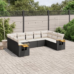 Maison exclusive - salon de jardin 9 pcs avec coussins noir résine tressée