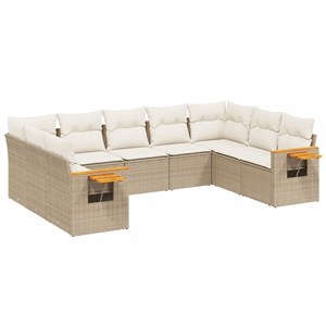Maison exclusive - salon de jardin avec coussins 9 pcs beige résine tressée