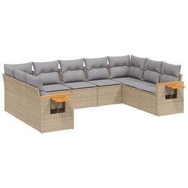 Maison exclusive - salon de jardin avec coussins 9 pcs beige résine tressée