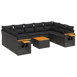 Maison exclusive - salon de jardin 10 pcs avec coussins noir résine tressée