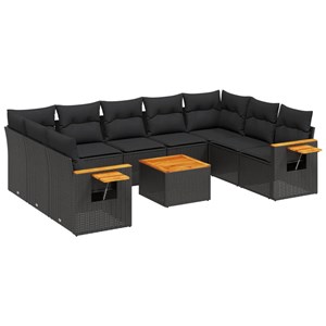 Maison exclusive - salon de jardin 10 pcs avec coussins noir résine tressée