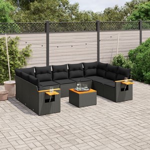 Maison exclusive - salon de jardin 10 pcs avec coussins noir résine tressée