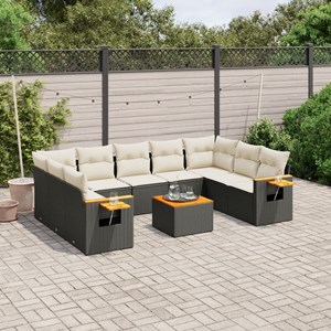 Maison exclusive - salon de jardin 10 pcs avec coussins noir résine tressée