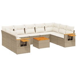 Maison exclusive - salon de jardin avec coussins 10 pcs beige résine tressée