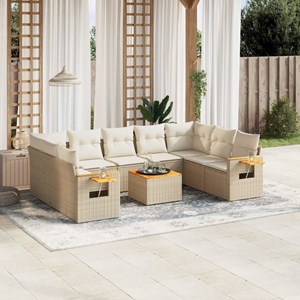 Maison exclusive - salon de jardin avec coussins 10 pcs beige résine tressée