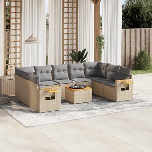 Maison exclusive - salon de jardin avec coussins 10 pcs beige résine tressée