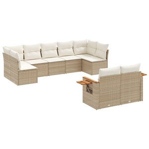 Maison exclusive - salon de jardin avec coussins 9 pcs beige résine tressée