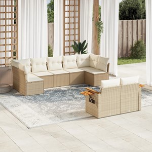 Maison exclusive - salon de jardin avec coussins 9 pcs beige résine tressée