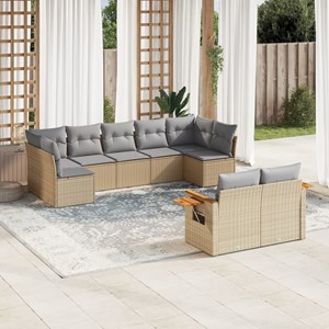 Maison exclusive - salon de jardin avec coussins 9 pcs beige résine tressée