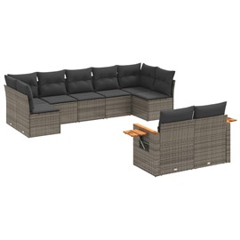 Maison exclusive - salon de jardin 9 pcs avec coussins gris résine tressée