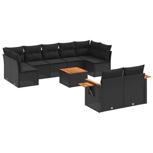 Maison exclusive - salon de jardin 10 pcs avec coussins noir résine tressée